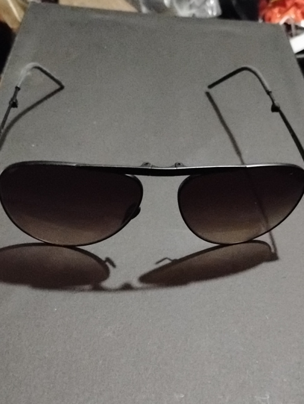 Classic Aviator Sunglasses - Black Frame, Gradient Brown Lenses
